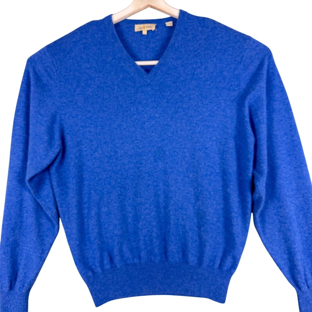 Peter Millar Sweater Mens Large Blue Cashmere V Neck Knit Pullover Soft
